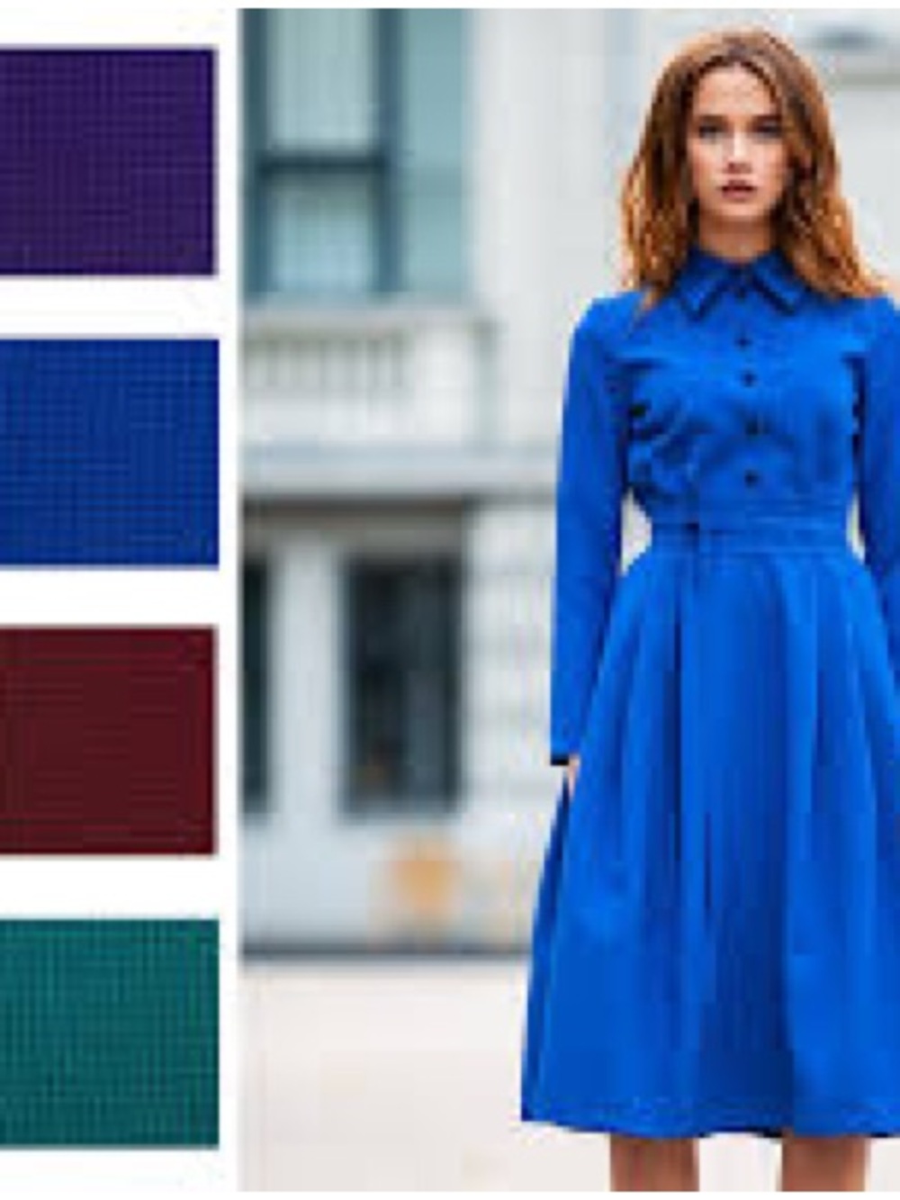 Blue Two-Piece Skirt Set with Gold Buttons